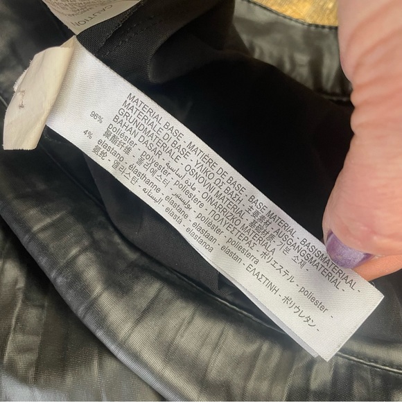 Zara women’s XL Black Faux Leather Pleated Midi Skirt vegan - Picture 8 of 11